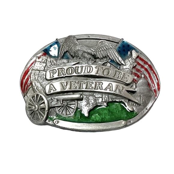 “Proud To Be A Veteran” Men’s Belt Buckle - Picture 1 of 3